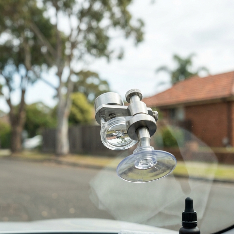 Close-up of a modern car windscreen with a small stone chip ready for professional repair in Sydney.